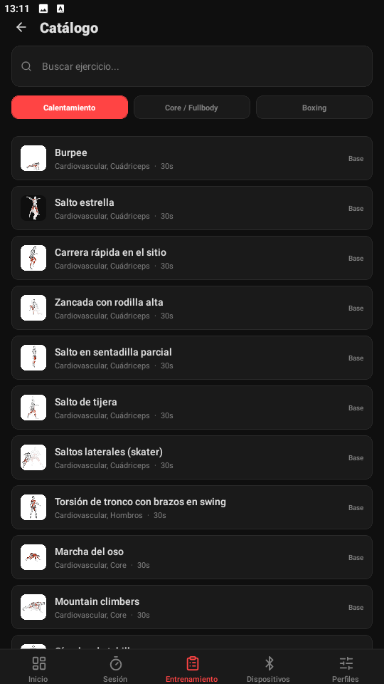 Catálogo de ejercicios