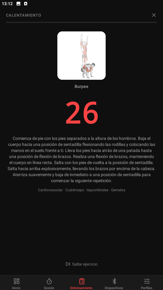 Ejecución del plan de entrenamiento