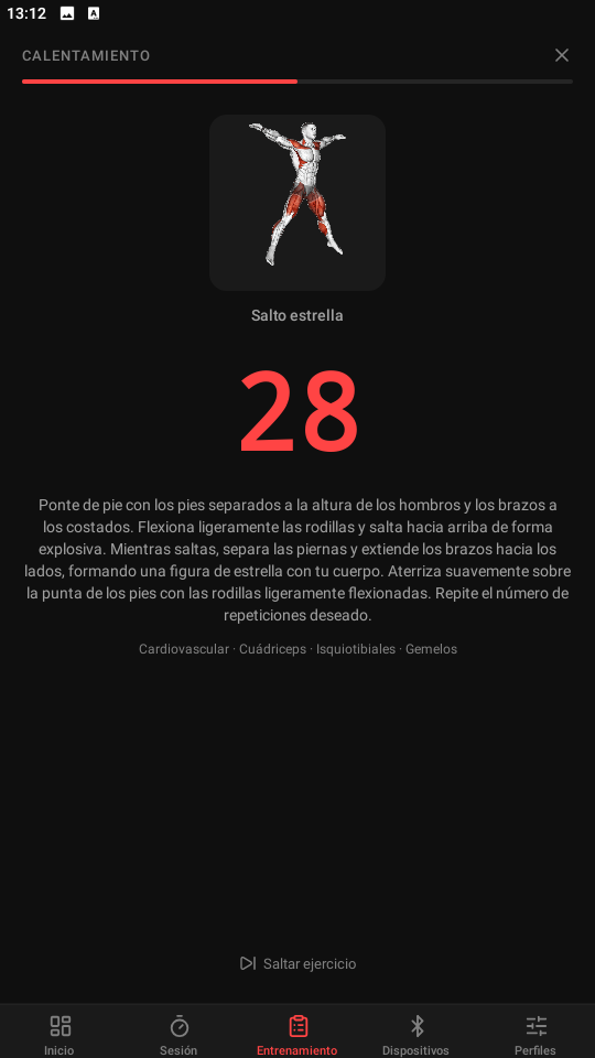 Ejecución del plan de entrenamiento